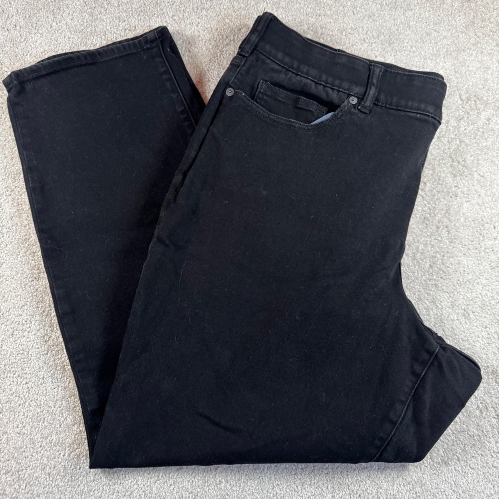 Lands End Womens 22W Black Straight Leg Stretch Denim Jeans Plus Size